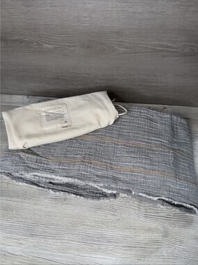 Coyuchi Gray with Tan Stripe Cotton Throw